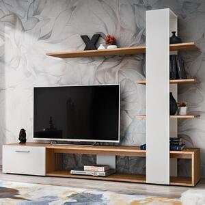 Eilat Wooden Entertainment Unit In Wotan Oak And White