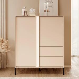 Davis Wooden Highboard 2 Doors 2 Drawers In Beige With LED