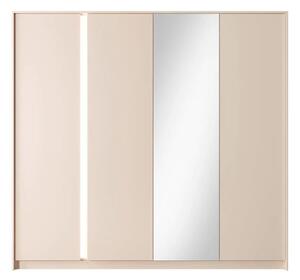 Davis Mirrored Wardrobe 4 Doors In Beige With LED