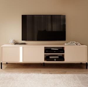 Davis Wooden TV Stand 3 Doors In Beige With LED