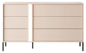 Davis Wooden Chest Of 6 Drawers In Beige With LED