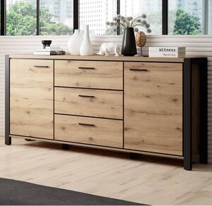 Aliso Wooden Sideboard With 2 Doors 3 Drawers In Taurus Oak