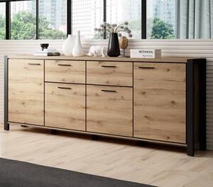 Aliso Wooden Sideboard With 4 Doors 2 Drawers In Taurus Oak