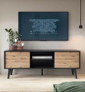 Waco Wooden TV Stand With 2 Doors In Artisan Oak And Black