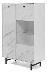 Venice Wooden Display Cabinet 2 Doors In White Marble Effect