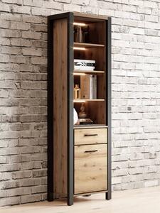 Aliso Wooden Shelving Cabinet Tall In Taurus Oak With LED