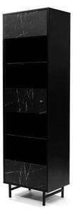 Venice Wooden Display Cabinet Tall 1 Door In Black Marble Effect