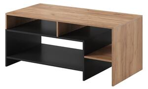 Akron Wooden Coffee Table In Gold Craft Oak And Black