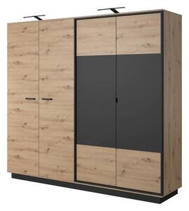 Novi Wooden Wardrobe 4 Hinged Doors In Artisan Oak With LED