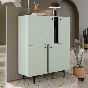 Merill Wooden Highboard With 4 Doors In Sage Green