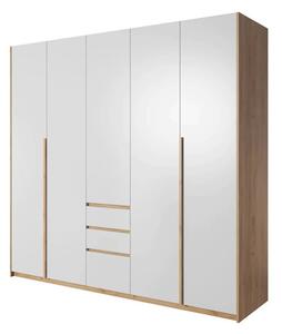 Olbia Wooden Wardrobe 3 Doors 3 Drawers In Golden Oak And White