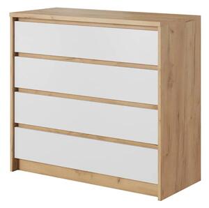 Olbia Wooden Chest Of 4 Drawers In Golden Oak And White