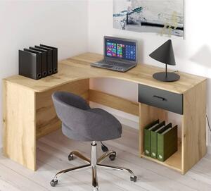 Calvi Wooden Computer Desk Corner With 1 Drawer In Wotan Oak