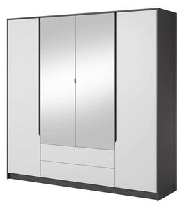 Sewell Mirrored Wardrobe 4 Hinged Doors In Graphite And White