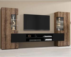 Citrus Wooden Entertainment Unit In Monastery Oak And Black