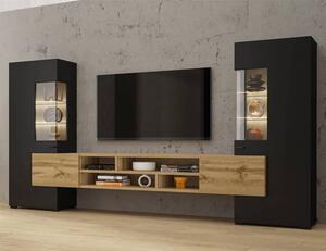 Citrus Wooden Entertainment Unit In Black And Wotan Oak