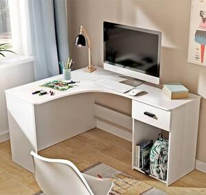 Calvi Wooden Computer Desk Corner With 1 Drawer In White