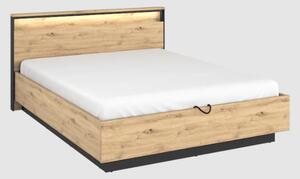 Qesso Wooden Ottoman Super King Size Bed In Artisan Oak And LED