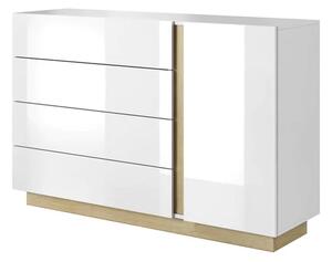 Alaro High Gloss Sideboard With 1 Door 4 Drawers In White