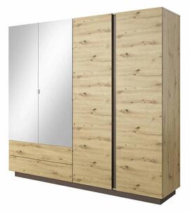 Alaro Wooden Mirrored Wardrobe With 4 Doors In Artisan Oak