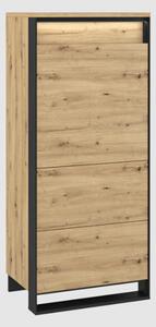 Qesso Wooden Storage Cabinet 1 Door In Artisan Oak With LED