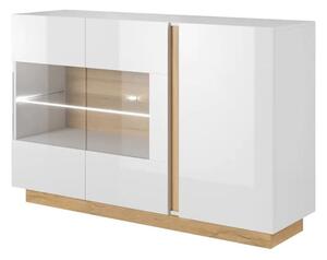 Alaro High Gloss Sideboard With 3 Doors In White And LED