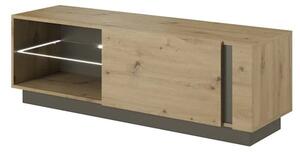 Alaro Wooden TV Stand With 1 Door In Artisan Oak And LED