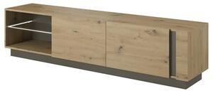 Alaro Wooden TV Stand With 2 Doors In Artisan Oak And LED