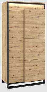 Qesso Wooden Wardrobe With 2 Doors In Artisan Oak And LED