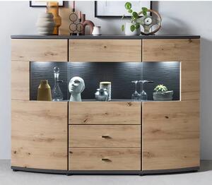 Derry Sideboard With 3 Doors 2 Drawers In Artisan Oak And LED