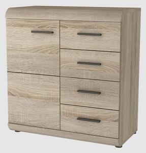 Lecco Wooden Highboard With 1 Door 4 Drawers In Sonoma Oak