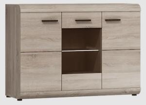 Lecco Wooden Sideboard With 3 Doors In Sonoma Oak