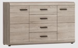 Lecco Wooden Sideboard With 2 Doors 4 Drawers In Sonoma Oak