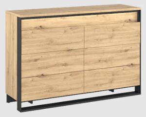 Qesso Wooden Chest Of 6 Drawers In Artisan Oak With LED