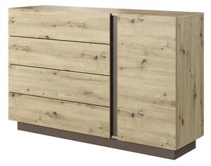 Alaro Wooden Sideboard With 1 Door 4 Drawers In Artisan Oak