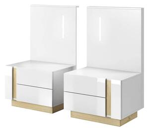 Alaro Gloss Set Of 2 Bedside Cabinets In White With LED