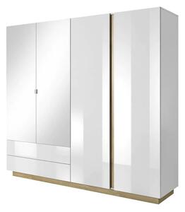 Alaro High Gloss Mirrored Wardrobe With 4 Doors In White