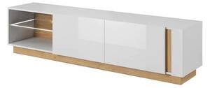 Alaro High Gloss TV Stand With 2 Doors In White And LED