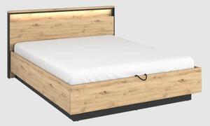 Qesso Wooden Ottoman King Size Bed In Artisan Oak And LED