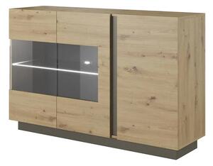 Alaro Wooden Sideboard With 3 Doors In Artisan Oak And LED