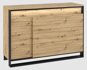 Qesso Wooden Sideboard 1 Door 3 Drawers In Artisan Oak With LED