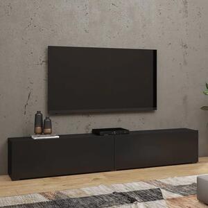 Azusa Wooden TV Stand With Pull-Down Doors In Matt Black