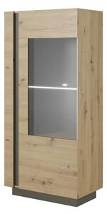 Alaro Wooden Display Cabinet 1 Door In Artisan Oak With LED