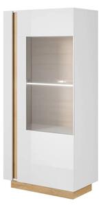 Alaro High Gloss Display Cabinet With 1 Door In White And LED