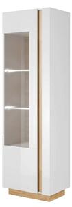 Alaro High Gloss Display Cabinet Tall 1 Door In White With LED