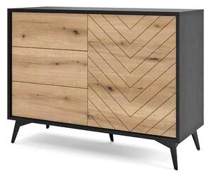 Douala Wooden Sideboard With 2 Doors 3 Drawers In Evoke Oak