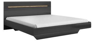 Houston High Gloss Super King Size Bed In Grey