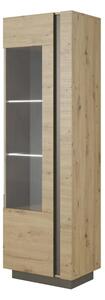 Alaro Display Cabinet Tall 1 Door In Artisan Oak With LED