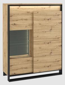 Qesso Wooden Display Cabinet 2 Doors In Artisan Oak With LED