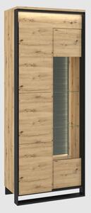 Qesso Display Cabinet Tall 2 Doors In Artisan Oak With LED